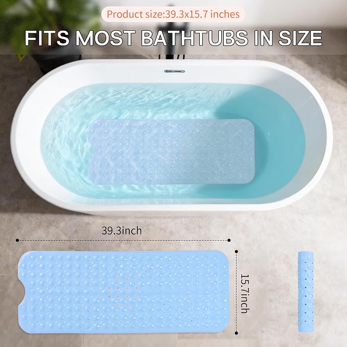 Anti-Slip Bathtub Shower mat, 39.3×15.7 inch（Approximately 100 × 40cm） Soft - Image 4