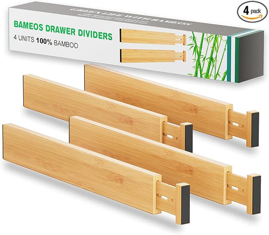 BAMEOS Drawer Dividers kitchen Organization Bamboo Utensil Organizers by BAMEOS