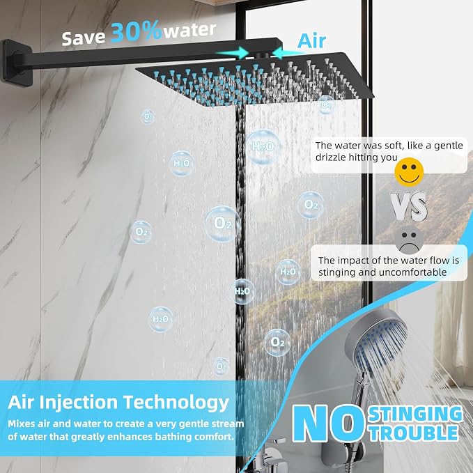 Bathroom Shower Faucet Set，10 Inch Rain Shower Head - Image 4