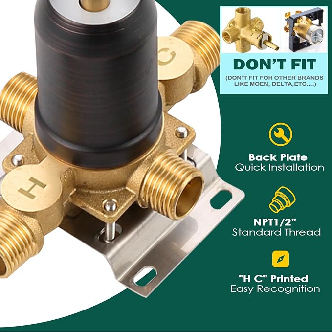 Oil Rubbed Bronze Shower Valve 2 Way Diverter - Image 3
