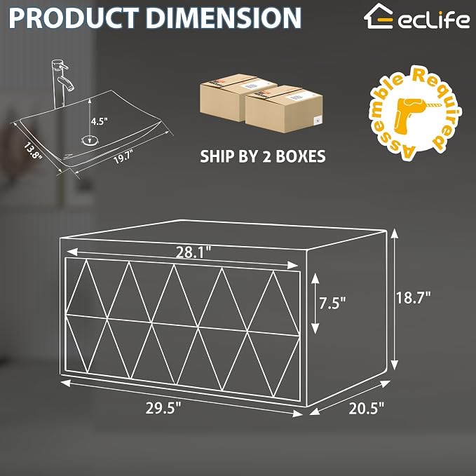 eclife 30" Floating Bathroom Vanities - Image 2