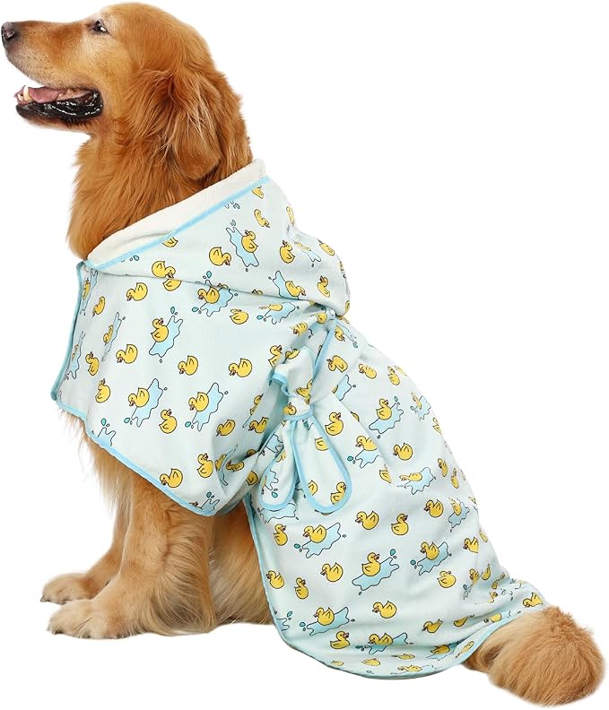HDE Dog Bathrobe Super Absorbent Quick Drying Puppy Towel Wrap Coat Adjustable by HDE