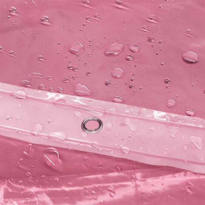Barossa Design Extra Long Clear Pink Shower Curtain Liner - Image 6