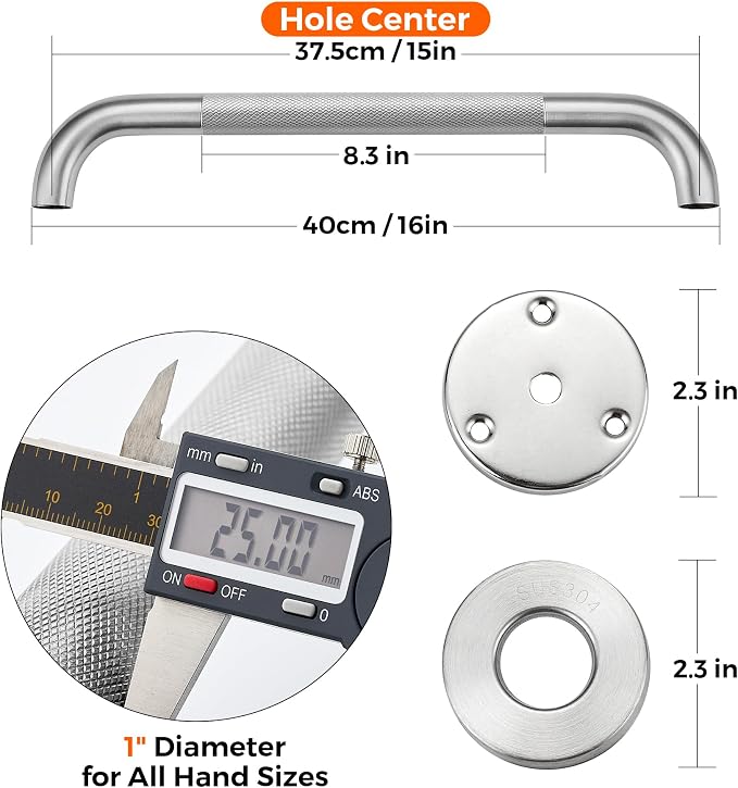 Grab Bars for Shower, 1 Pack 16-Inch Anti Slip Shower Handles for Elderly - Image 4