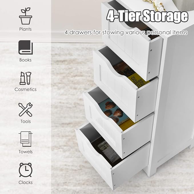 Tangkula Floor Cabinet Wooden Storage Cabinet Home Office Living Room Bathroom - Image 7