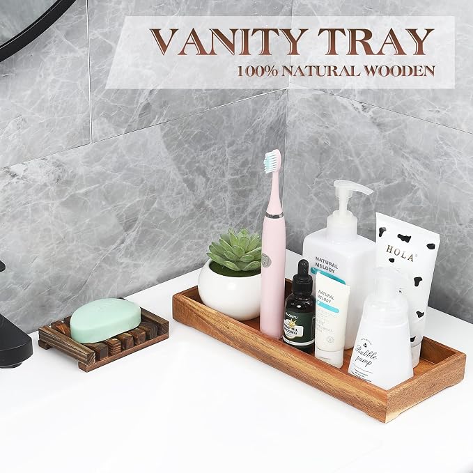 Farmhouse Wooden Vanity Tray Small Rectangle, Rustic Bathroom Tray Bathroom - Image 3