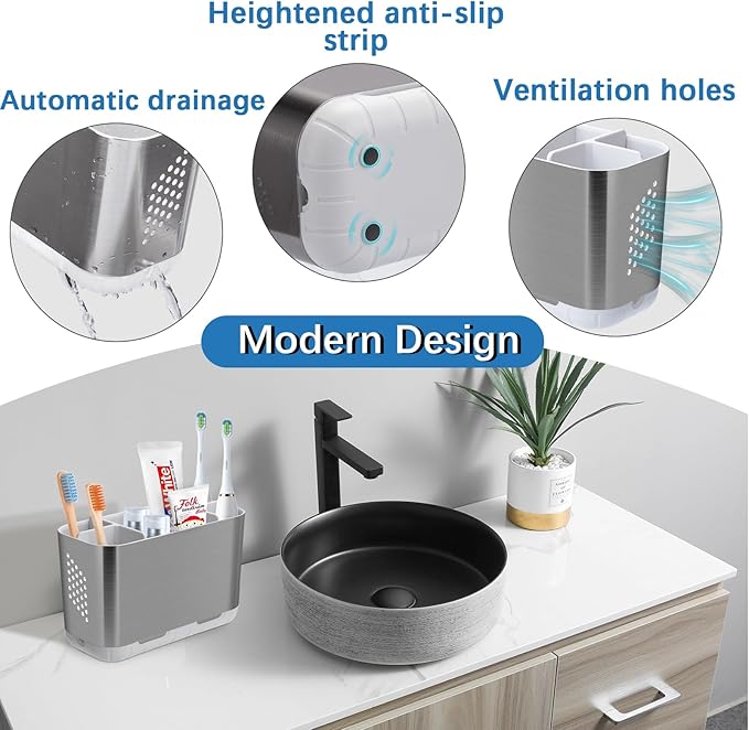 Toothbrush Holders for Bathroom Organizer Countertop, Detachable Anti-Slip - Image 4