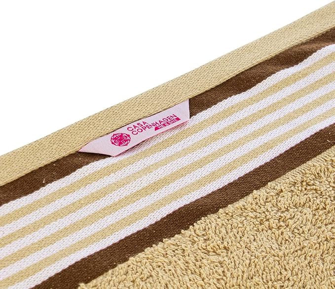 CASA COPENHAGEN He & She 2 Pieces Large Bath Sheet Set- Brown + Beige, 550 GSM - Image 6