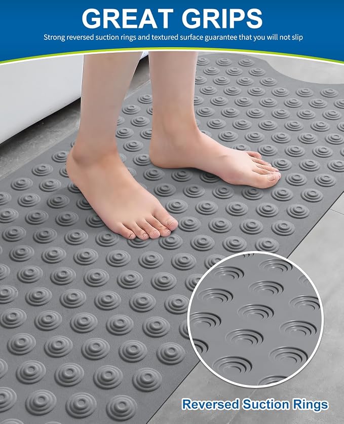 Bathtub Mat Non-Slip Without Suction Cups, 39x16inch Extra Long Bath Mats - Image 4