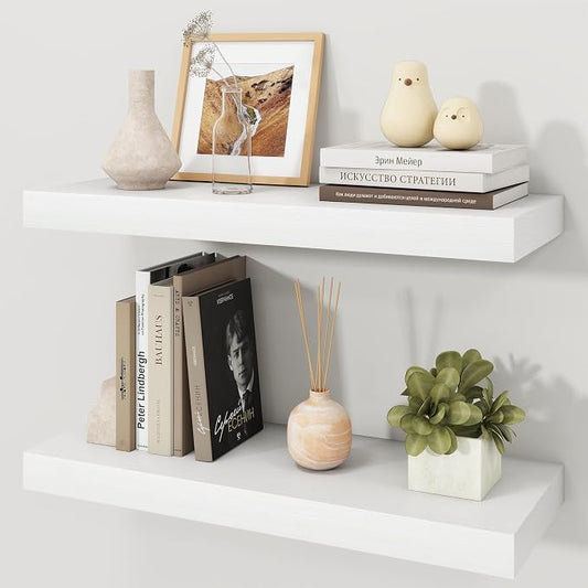 Floating Shelves for Wall, 9.3" Deep Wall Mounted Wood Shelves for Bathroom by Unknown