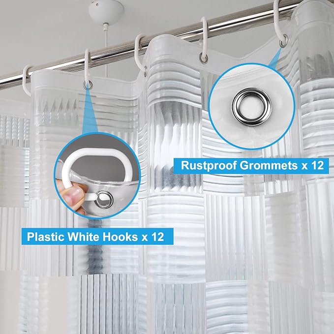 EurCross 72 x 84 inch Extra Long Clear Shower Curtain Liner - Image 6