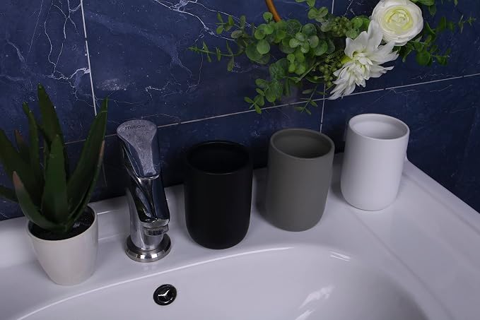 Ceramic Toothbrush Holders for Bathrooms, 8 oz Matte Tooth Brushing Dispenser - Image 4