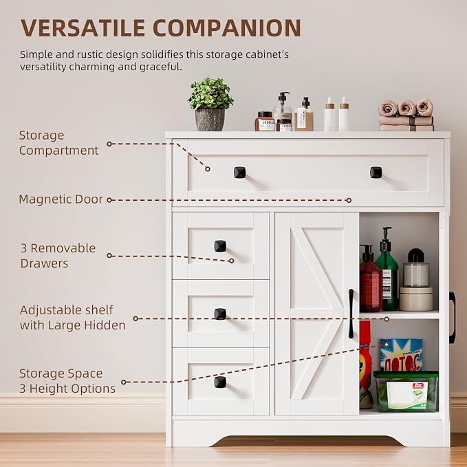 Vabches Farmhouse Storage Cabinet - Image 3
