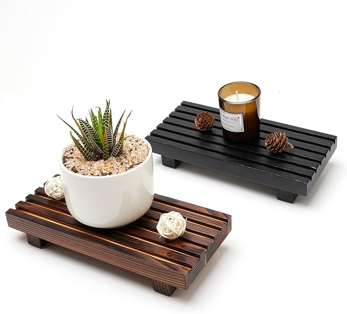 Small Kitchen Sink Soap Tray for Counter Soap Dish Dispenser Holder Wooden - Image 7