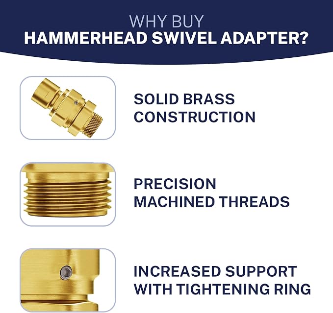 HammerHead Showers® Solid Metal Shower Head Swivel Ball Adapter, Brushed Gold | - Image 5