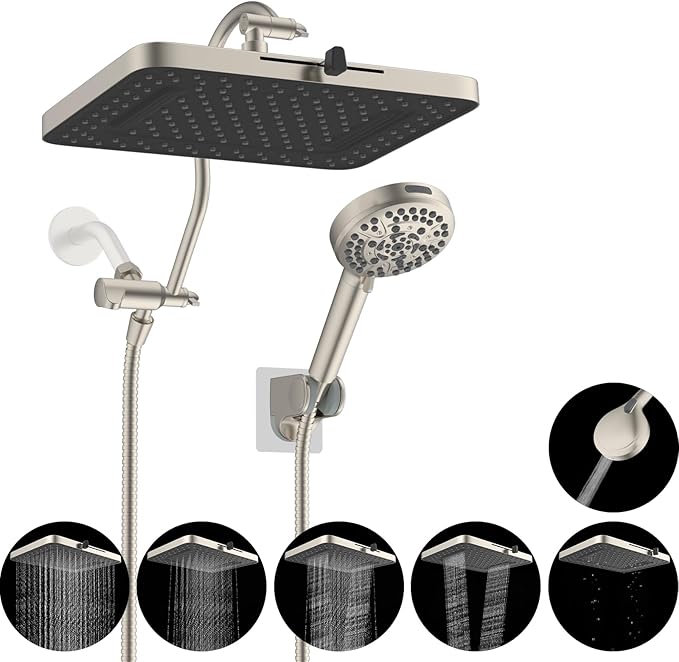 Hibbent cUPC Certified High Pressure 13'' Dual Shower Head Combo by Hibbent