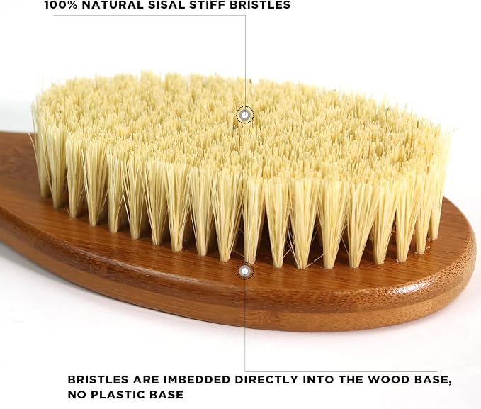 ICANdOIT-17.71Inch Natural Stiff Sisal Bristles Anti-Slip Long Handle Bath Brush - Image 3