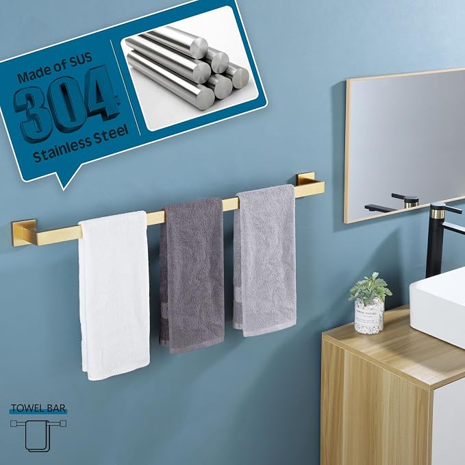 KOKOSIRI 32 Inch Gold Bath Towel Bar Bathroom Towel Rack Towel Holder Shower - Image 4