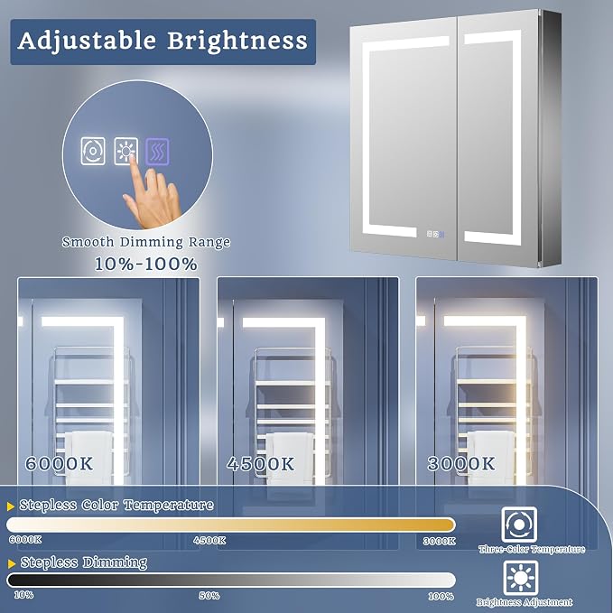 ExBrite LED Lighted Bathroom Medicine Cabinet - Image 3