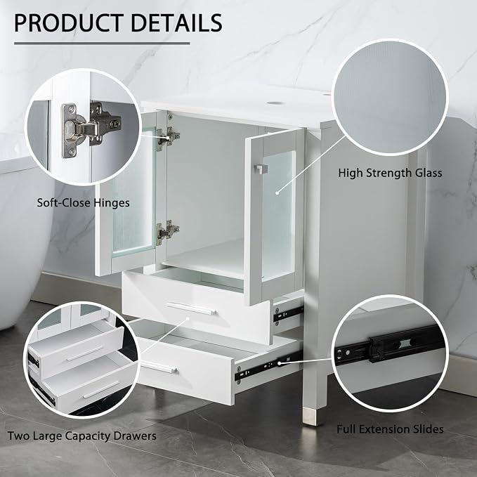 LUCKWIND 48" Bathroom Vanity Sink Combo, 24-inch Main Cabniet - Image 4