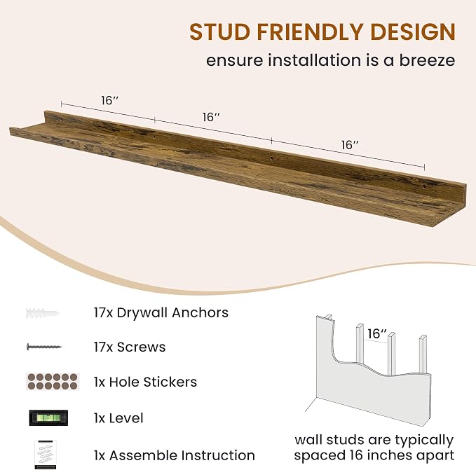 Axeman Picture Ledge Shelf, Floating Shelves - Image 5