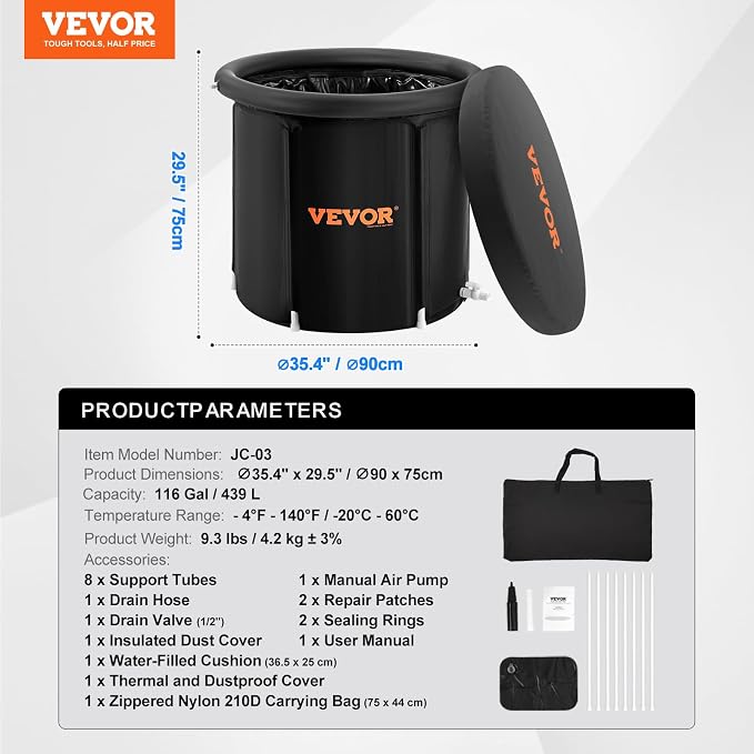 VEVOR Ice Bath Tub, Cold Water Therapy Plunge Tub - Image 7