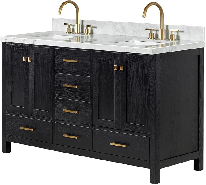 ARIEL Cambridge 61 Inch Double Rectangular Sink Bathroom Vanity - Image 4