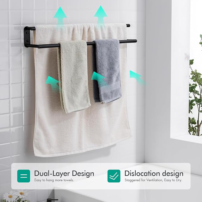 BAGNOLUX Double Towel Bar, SUS304 Towel Racks - Image 5