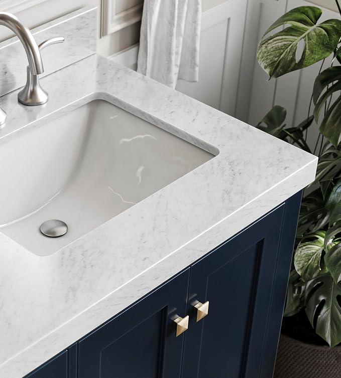 ARIEL Cambridge 60 Inch Midnight Blue Bathroom Vanity Double Sink, Solid Wood - Image 7