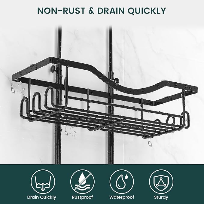 Shower Caddy Hanging Adjustable Shower Caddy, Rustproof Shower Organizer - Image 3