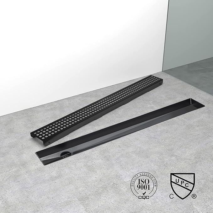 Offset Linear Shower Drain, Matte Black Shower Drain 32 inch - Image 4