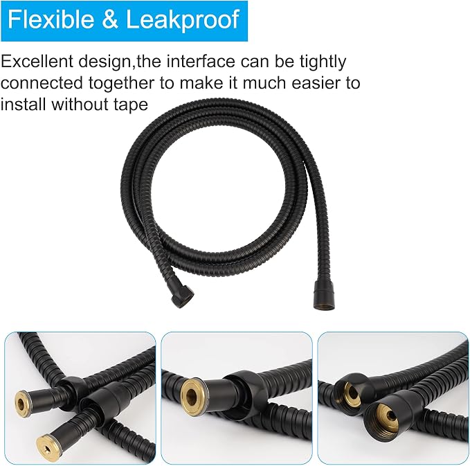 Hibbent All Metal Shower Hose, 59 Inch Stainless Steel Extra Long Bathroom - Image 7