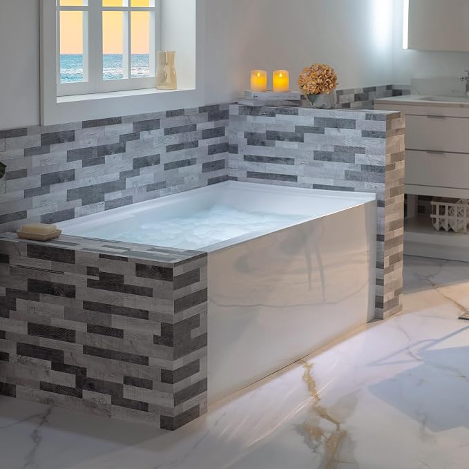 WOODBRIDGE 54" Acrylic Rectangular Alcove Soaking Bathtub in White - Image 11