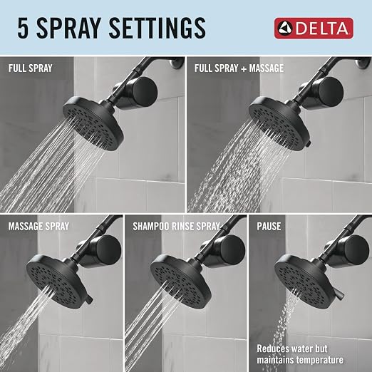 Delta Faucet 5-Setting Shower Head Matte Black - Image 7