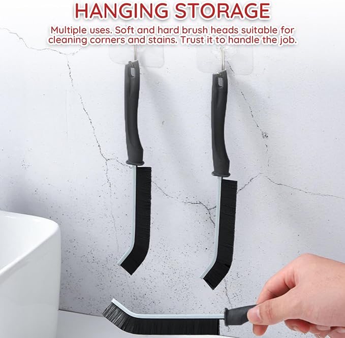 Crevice Cleaning Brush Set, Hard Bristle Grout Cleaner and Scrub Brush - Image 7