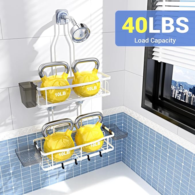 Hanging Shower Caddy Bathroom Organizer: Rustproof Shower Shelf Racks Over - Image 4