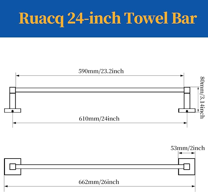 RUACQ Towel Bar 24 inch, Towel Racks - Image 7