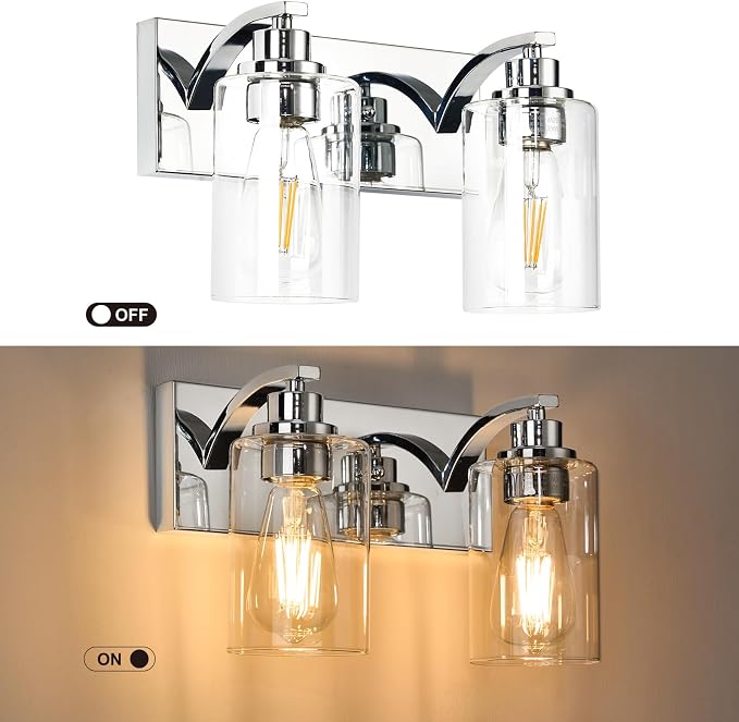 2-Light Bathroom Light Fixtures Modern Chrome Vanity Lights - Image 4