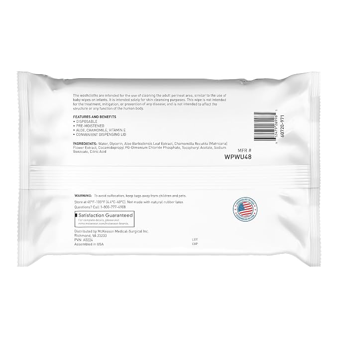 McKesson Washcloth Wipes for Adults, Unscented Disposable Wash Cloths for Body - Image 7