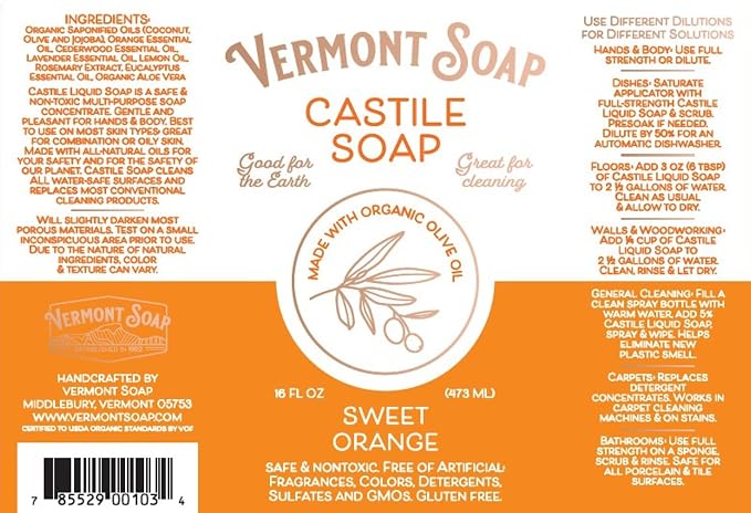 Vermont Orange Castile Soap, Gentle Liquid Soap - Image 8