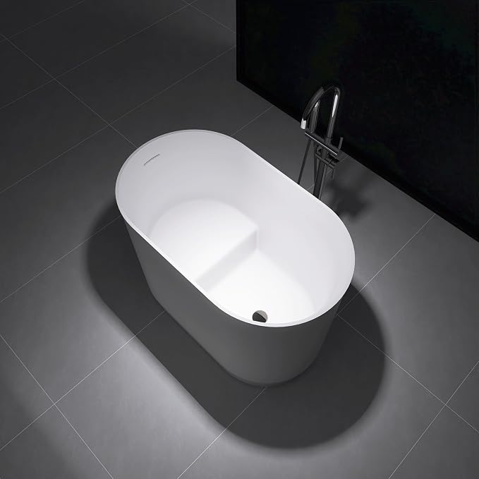 39" Japanese Soaking Bathtub, Freestanding Solid Surface Resin Stone Bathtub - Image 3