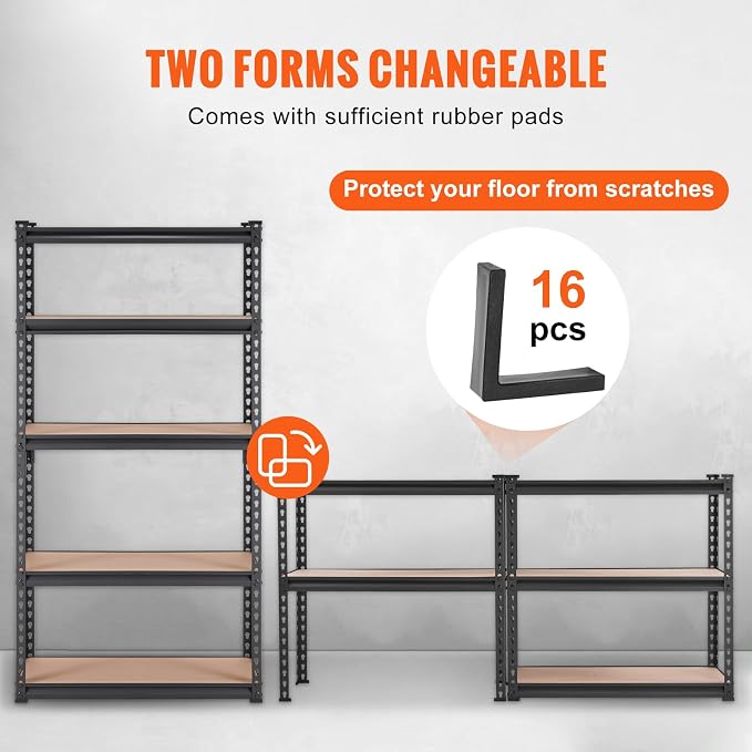 VEVOR Storage Shelving Unit, 5-Tier Adjustable, 2000 lbs Capacity, Heavy Duty - Image 7