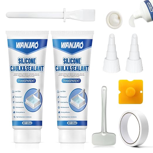 2PCS Clear Caulking Silicone Waterproof, Silicone Sealant Waterproof Clear High by Unknown