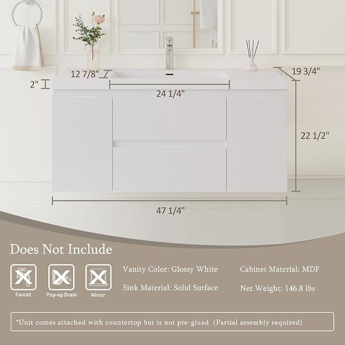 48" Floating Bathroom Vanity - Image 8