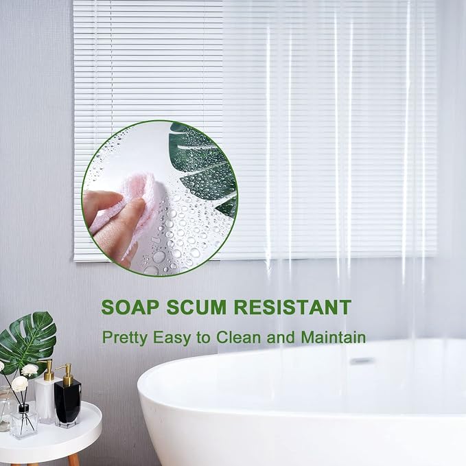 AooHome Eva Clear 54x72 Inches Shower Curtain Liner, See Through Clear 8G - Image 7