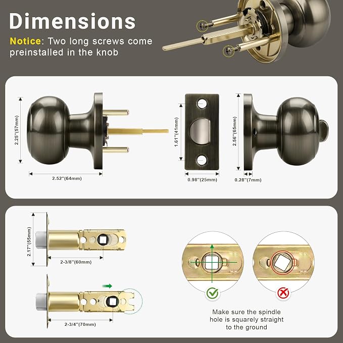 KNOBWELL 10 Pack Privacy Door Knob - Image 3