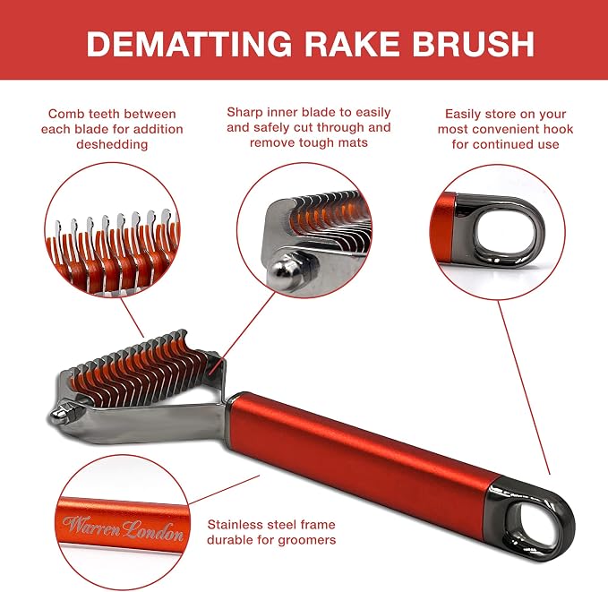 Warren London 10-in-1 Dog Spray & Rake Brush Combo | Detangles, Softens & - Image 6