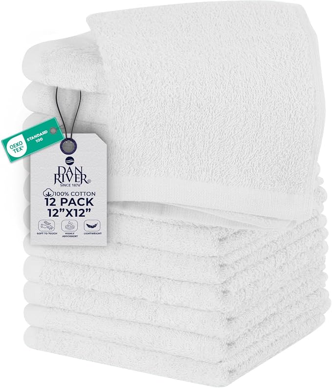 DAN RIVER 12 Pack Wash Cloths for Showering by DanRiver