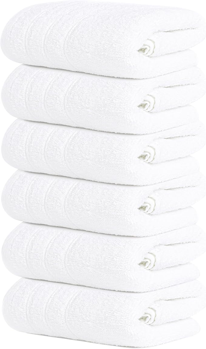 Tens Towels Pack of 6 Hand Towels, 100% Cotton, Lighter Weight, Quick to Dry by TensTowels