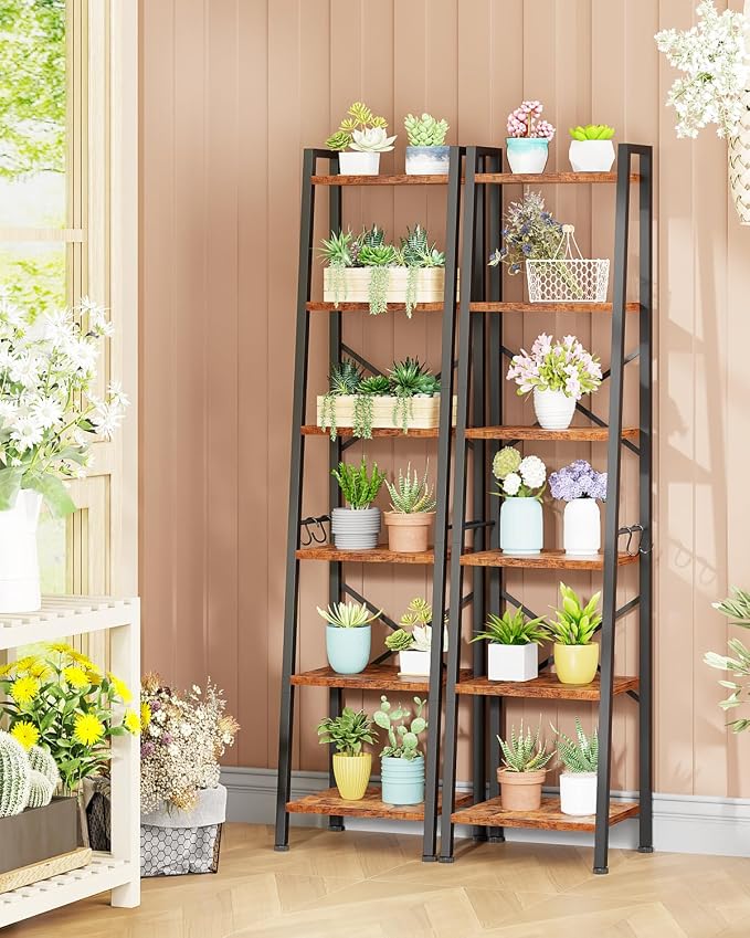 Furologee 6 Tier Ladder Shelf Bookcase, Tall Ladder Bookshelf Narrow - Image 5